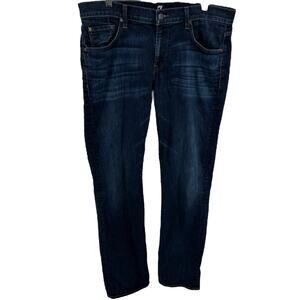 7 For All Mankind Carsen Relaxed Fit Jeans Straight Dark Wash Blue Denim 36x35
